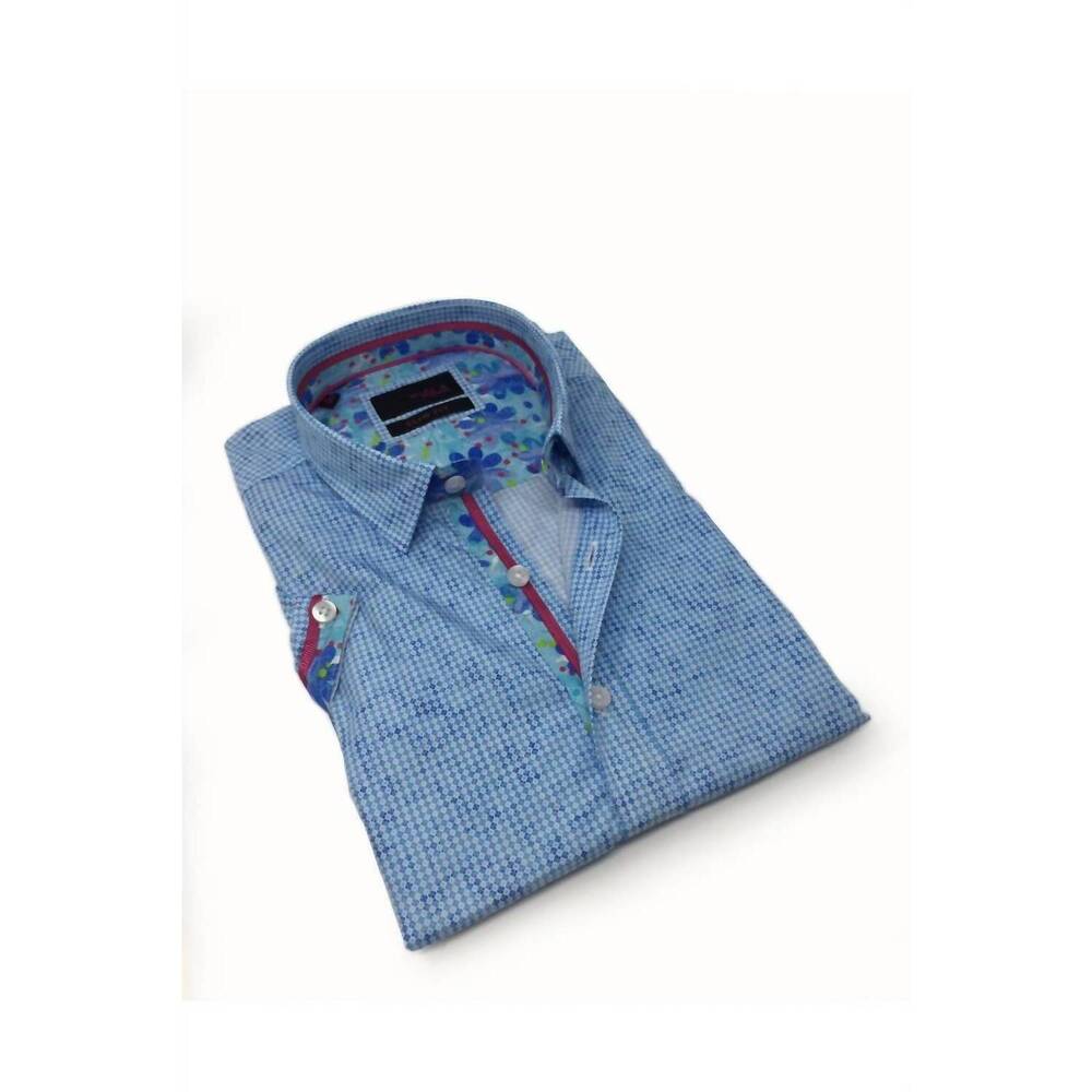 NEW EIGHT X pattern short sleeve shirt in blue